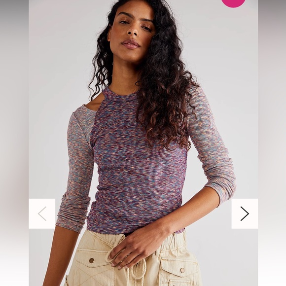 NWOT We The Free Womens Out Of Control Top Multicolor Cold Shoulder Speckled - Picture 1 of 7